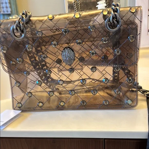 Kurt Geiger 100% PVC Shoulder/Crossbody Bag metal chain, rhinestones - Picture 2 of 3